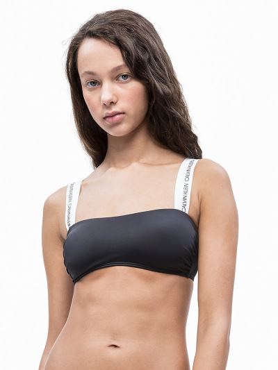 Calvin Klein Fürdőruha HU702357 | Calvin Klein CK Logo Bandeau Női Bikini Felső Fekete